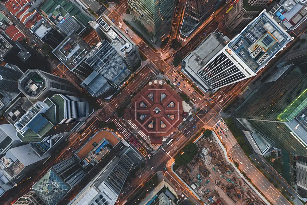 Skyview of the Singapore business district